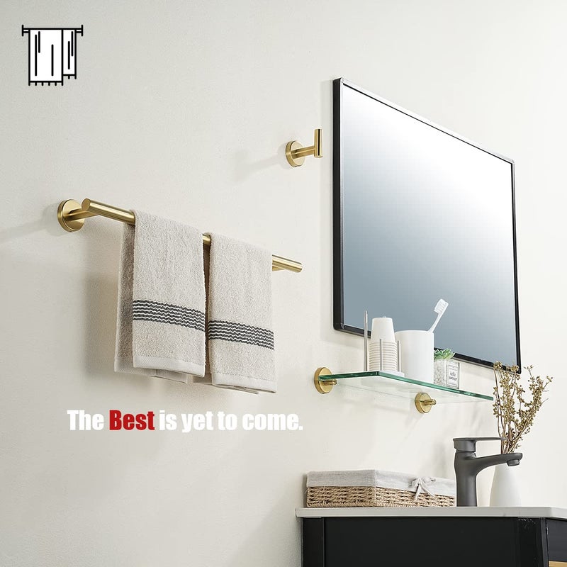 JQK Bath Towel Bar Brushed Gold, 18 Inch 304 Stainless Steel Thicken 0.8mm Towel Rack Bathroom, Towel Holder Wall Mount, Total Length 20.47 Inch TB110L18-BG - Image 4